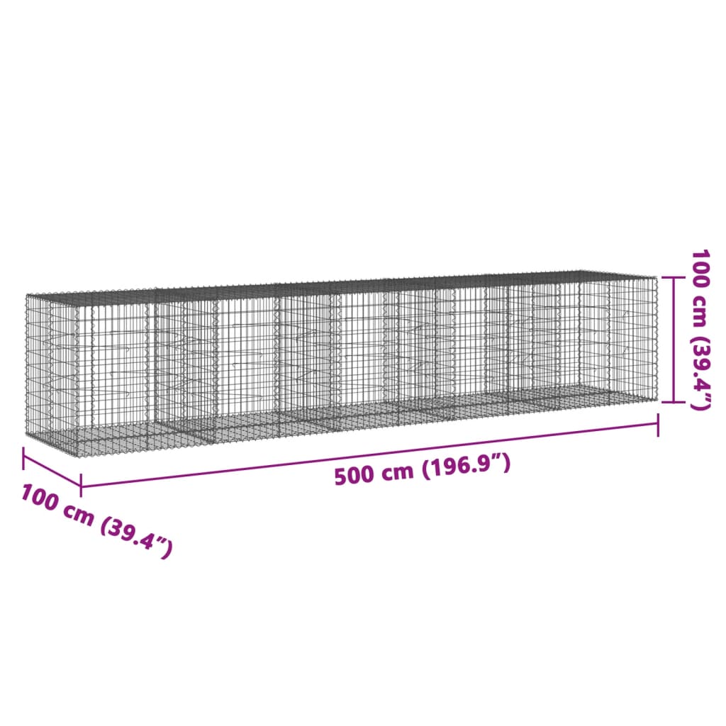 Schanskorf 500x100x100 cm gegalvaniseerd ijzer zilverkleurig - AllerleiShop