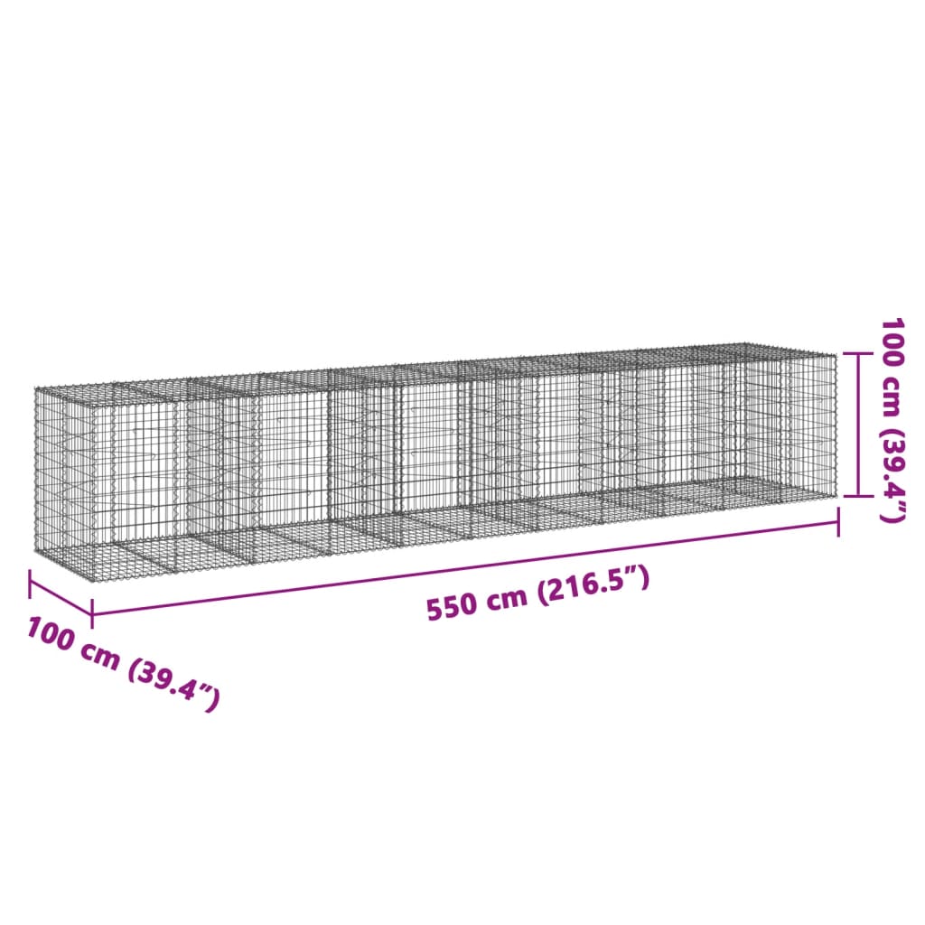 Schanskorf 550x100x100 cm gegalvaniseerd ijzer zilverkleurig - AllerleiShop