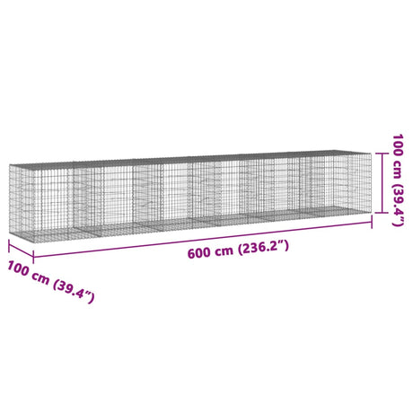 Schanskorf 600x100x100 cm gegalvaniseerd ijzer zilverkleurig - AllerleiShop