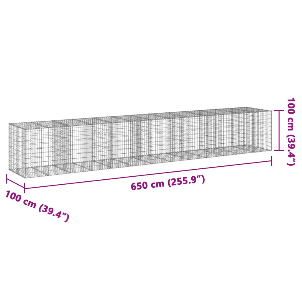 Schanskorf 650x100x100 cm gegalvaniseerd ijzer zilverkleurig - AllerleiShop