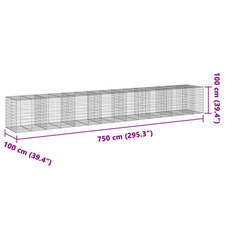 Schanskorf 750x100x100 cm gegalvaniseerd ijzer zilverkleurig - AllerleiShop