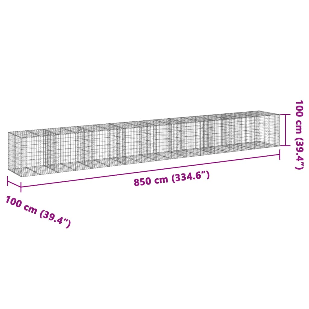 Schanskorf 850x100x100 cm gegalvaniseerd ijzer zilverkleurig - AllerleiShop