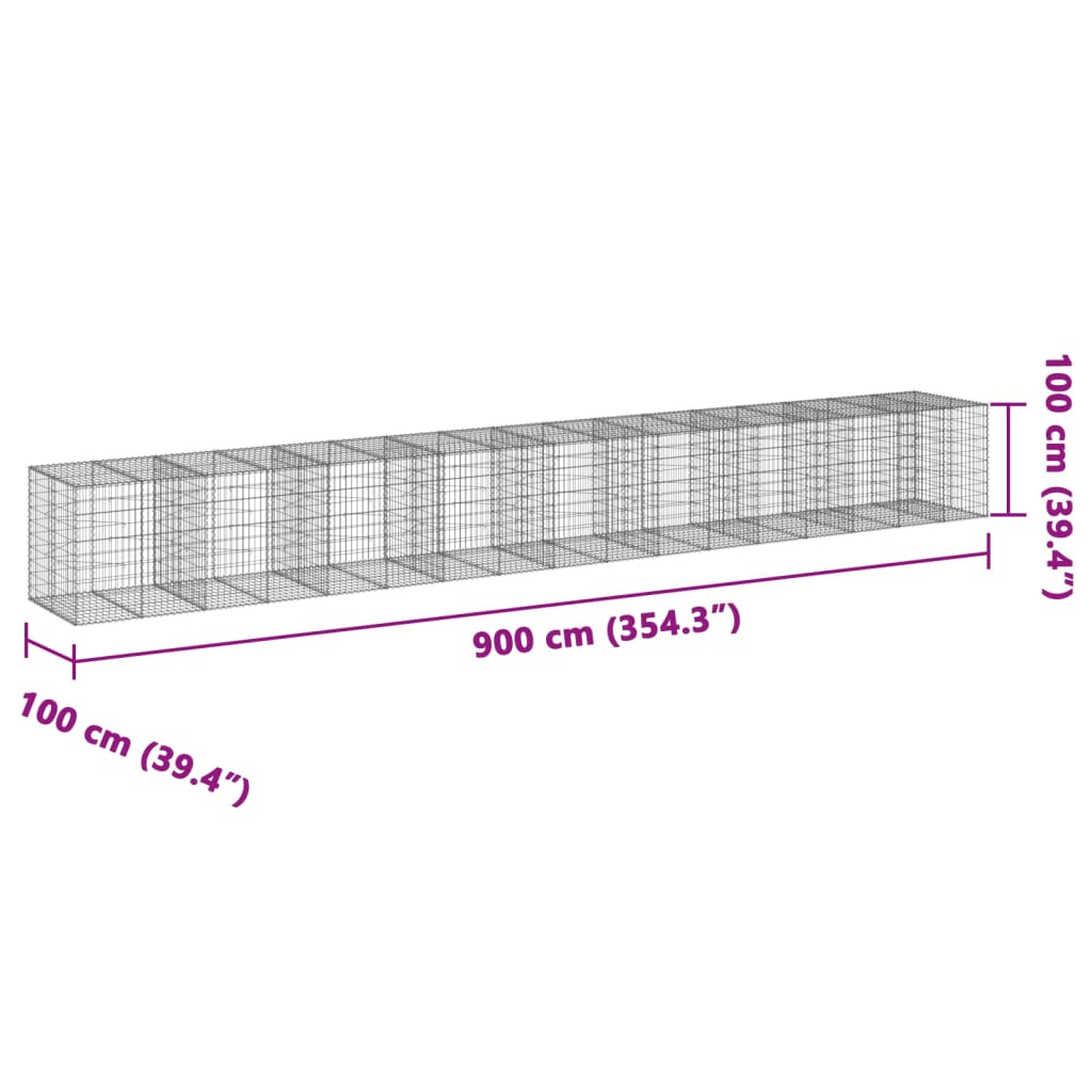 Schanskorf 900x100x100 cm gegalvaniseerd ijzer zilverkleurig - AllerleiShop