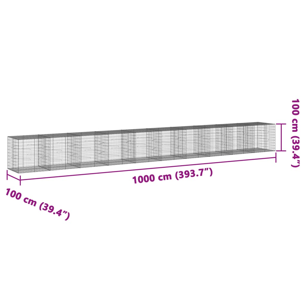 Schanskorf 1000x100x100 cm gegalvaniseerd ijzer zilverkleurig - AllerleiShop