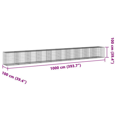 Schanskorf 1000x100x100 cm gegalvaniseerd ijzer zilverkleurig - AllerleiShop