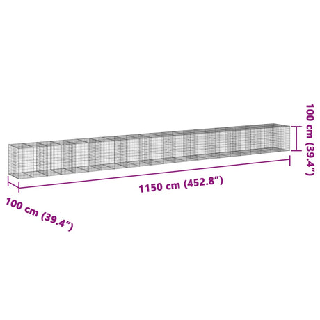 Schanskorf 1150x100x100 cm gegalvaniseerd ijzer zilverkleurig - AllerleiShop