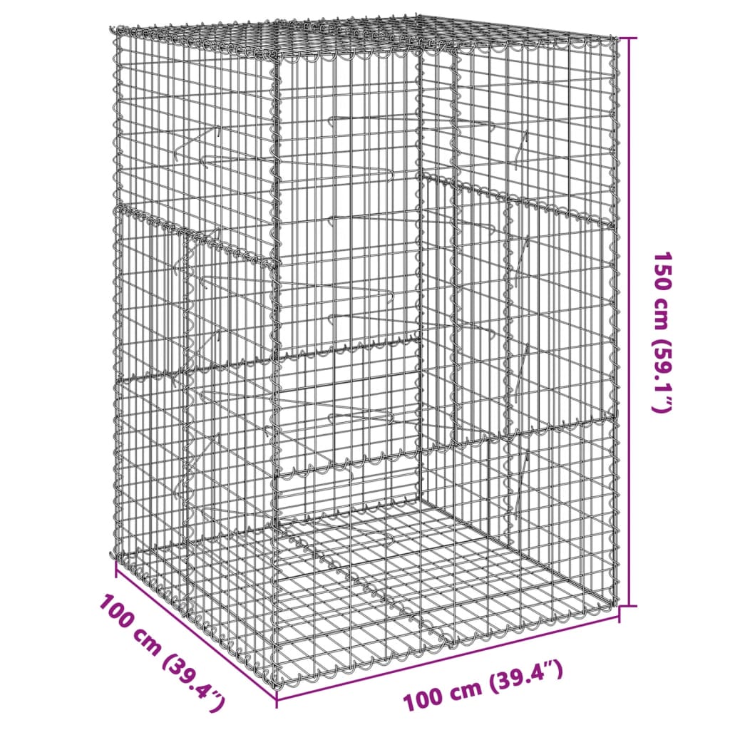 Schanskorf 100x100x150 cm gegalvaniseerd ijzer zilverkleurig - AllerleiShop