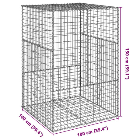 Schanskorf 100x100x150 cm gegalvaniseerd ijzer zilverkleurig - AllerleiShop