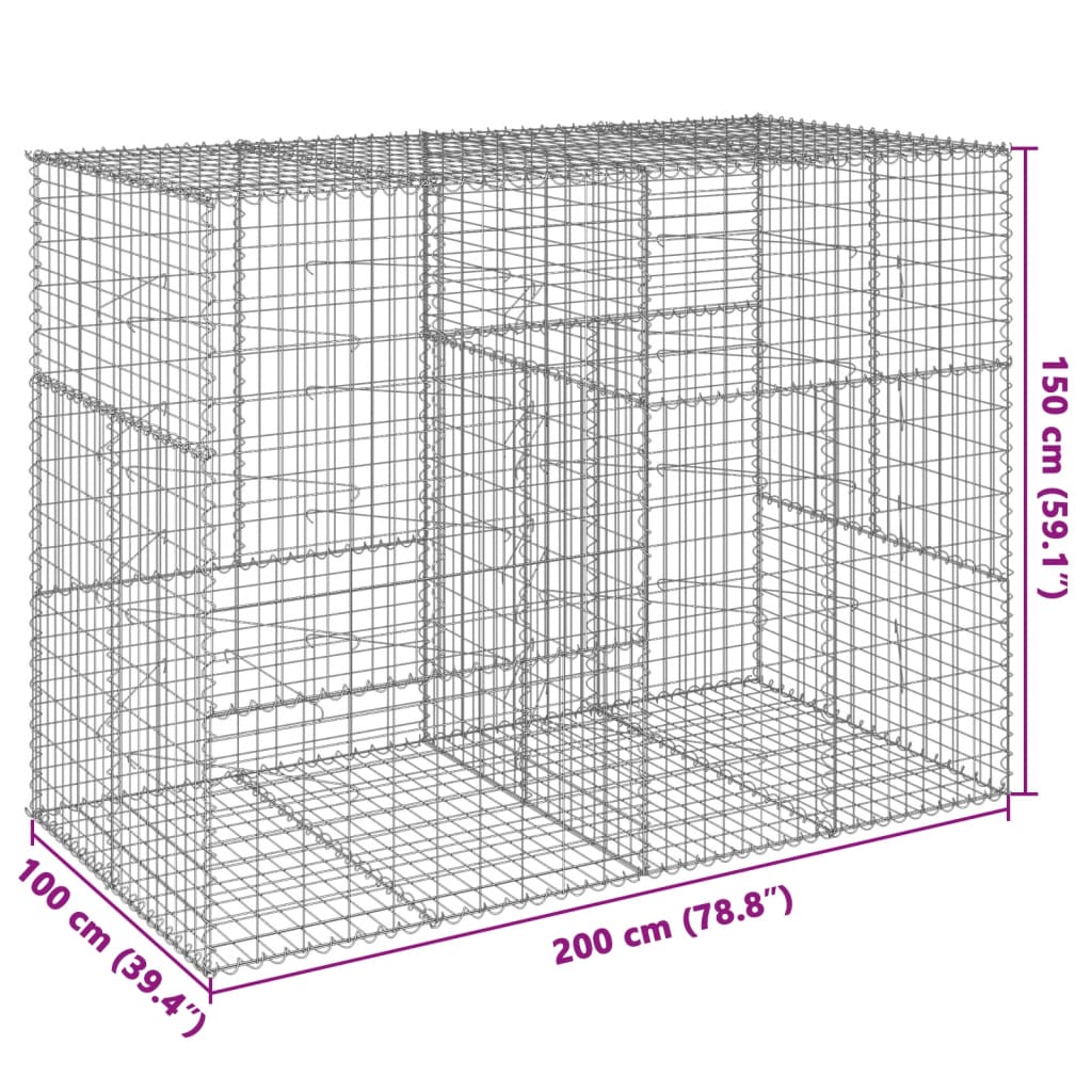 Schanskorf 200x100x150 cm gegalvaniseerd ijzer zilverkleurig - AllerleiShop