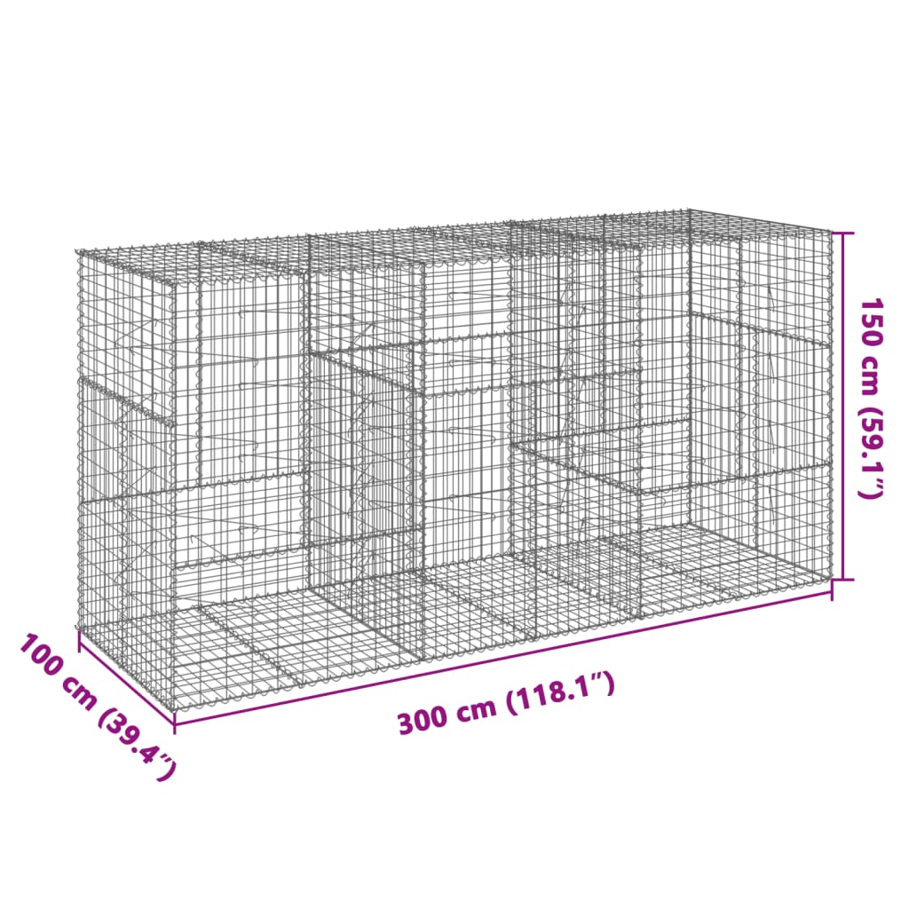 Schanskorf 300x100x150 cm gegalvaniseerd ijzer zilverkleurig - AllerleiShop