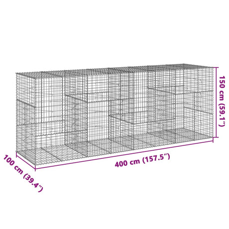 Schanskorf 400x100x150 cm gegalvaniseerd ijzer zilverkleurig - AllerleiShop