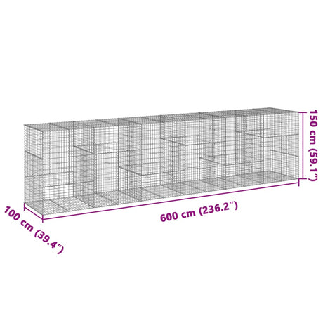 Schanskorf 600x100x150 cm gegalvaniseerd ijzer zilverkleurig - AllerleiShop