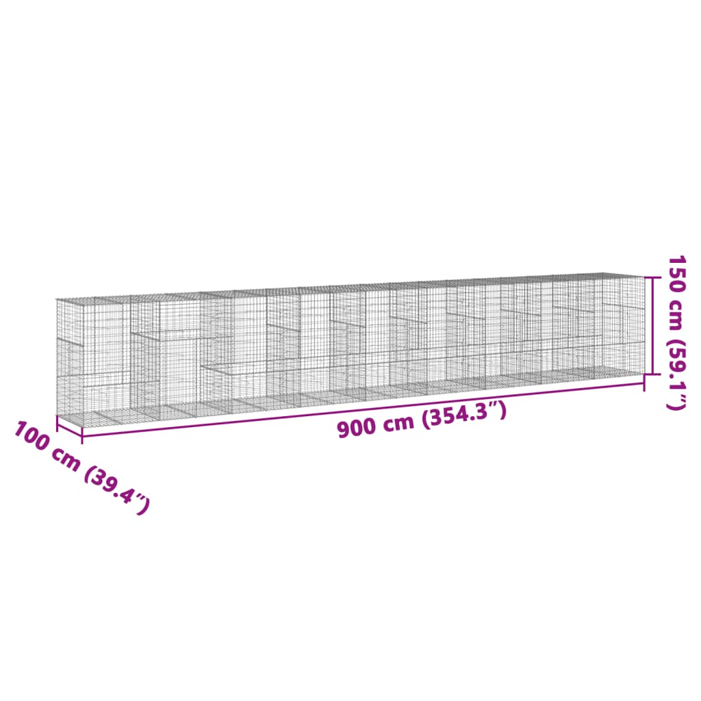 Schanskorf 900x100x150 cm gegalvaniseerd ijzer zilverkleurig - AllerleiShop