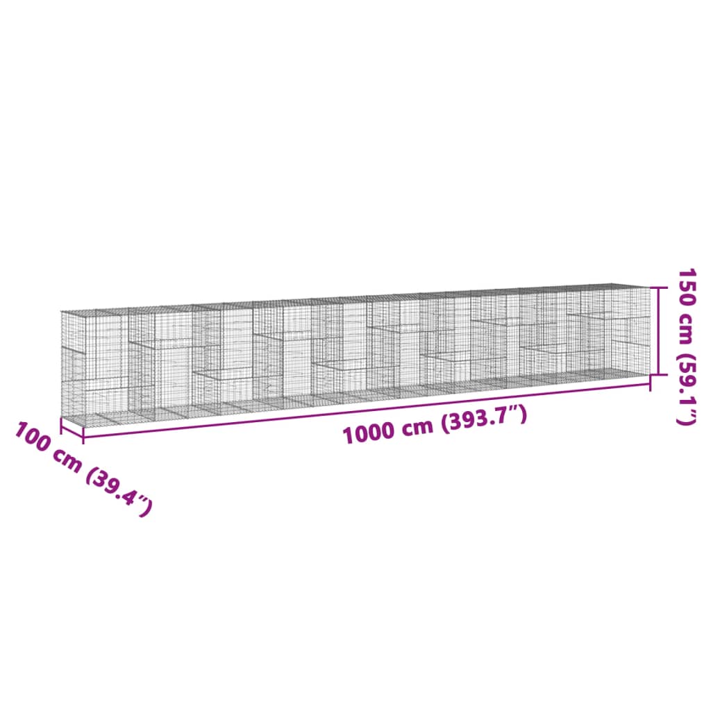 Schanskorf 1000x100x150 cm gegalvaniseerd ijzer zilverkleurig - AllerleiShop