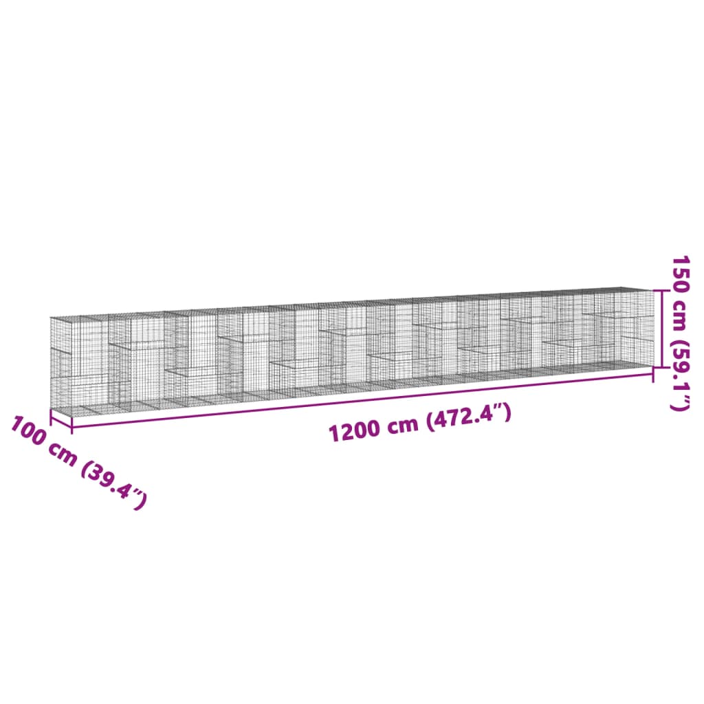 Schanskorf 1200x100x150 cm gegalvaniseerd ijzer zilverkleurig - AllerleiShop