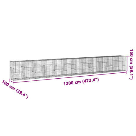 Schanskorf 1200x100x150 cm gegalvaniseerd ijzer zilverkleurig - AllerleiShop