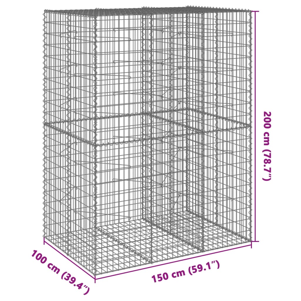 Schanskorf 150x100x200 cm gegalvaniseerd ijzer zilverkleurig - AllerleiShop