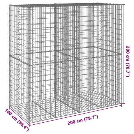 Schanskorf 200x100x200 cm gegalvaniseerd ijzer zilverkleurig - AllerleiShop