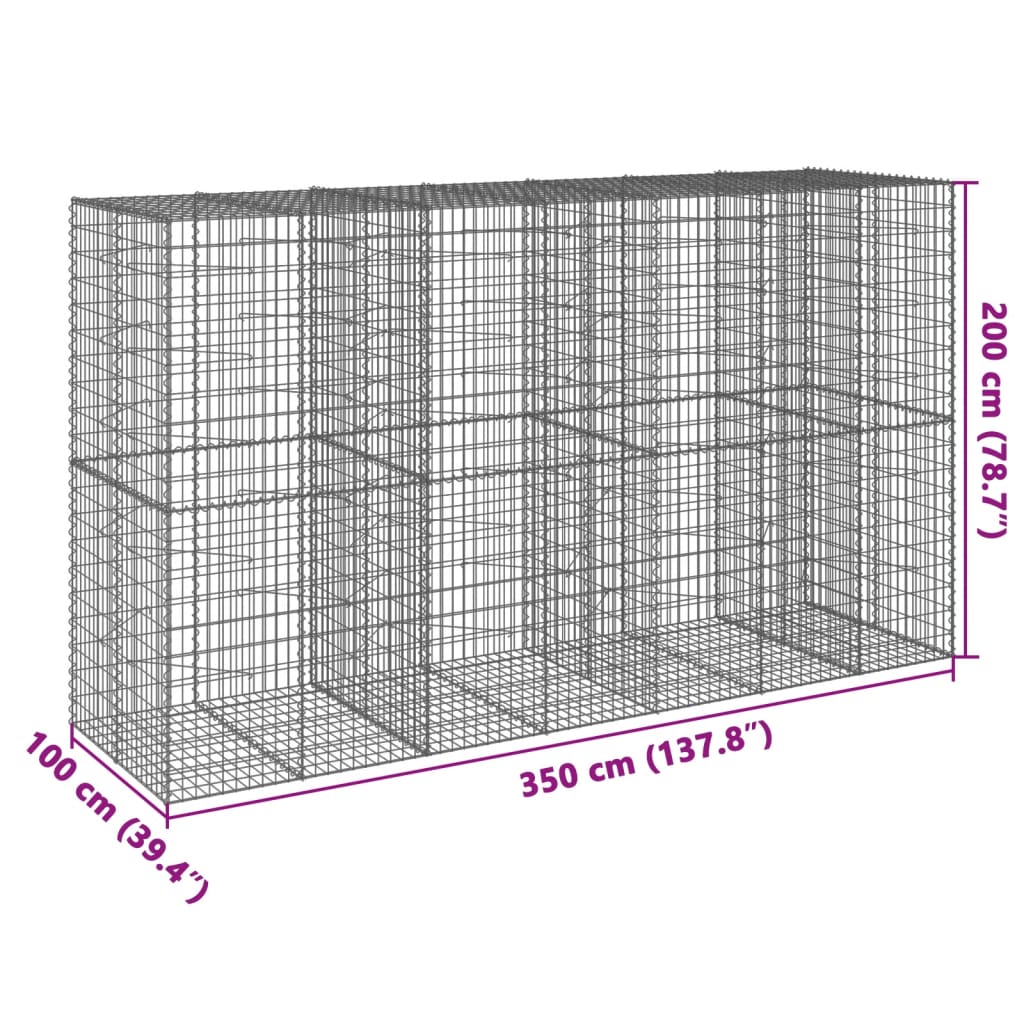 Schanskorf 350x100x200 cm gegalvaniseerd ijzer zilverkleurig - AllerleiShop