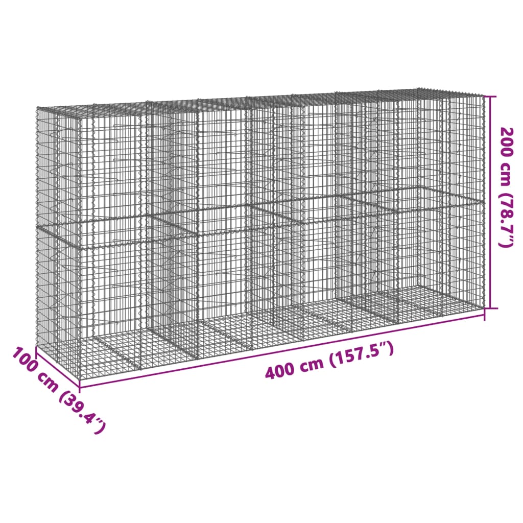 Schanskorf 400x100x200 cm gegalvaniseerd ijzer zilverkleurig - AllerleiShop