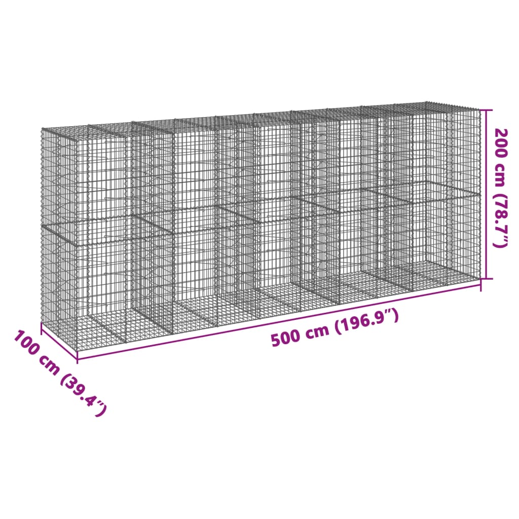 Schanskorf 500x100x200 cm gegalvaniseerd ijzer zilverkleurig - AllerleiShop