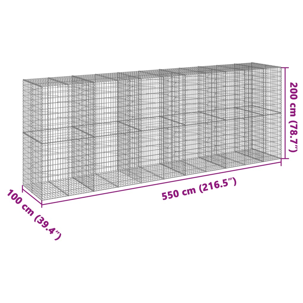 Schanskorf 550x100x200 cm gegalvaniseerd ijzer zilverkleurig - AllerleiShop