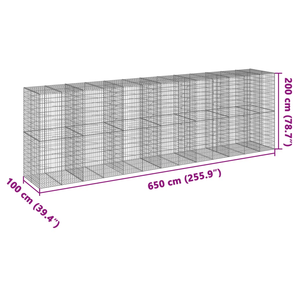 Schanskorf 650x100x200 cm gegalvaniseerd ijzer zilverkleurig - AllerleiShop