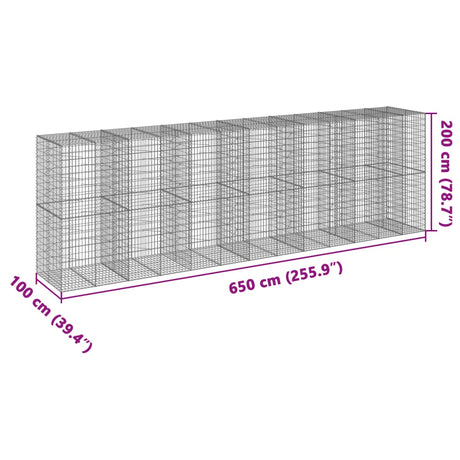 Schanskorf 650x100x200 cm gegalvaniseerd ijzer zilverkleurig - AllerleiShop