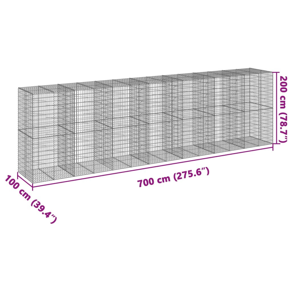 Schanskorf 700x100x200 cm gegalvaniseerd ijzer zilverkleurig - AllerleiShop