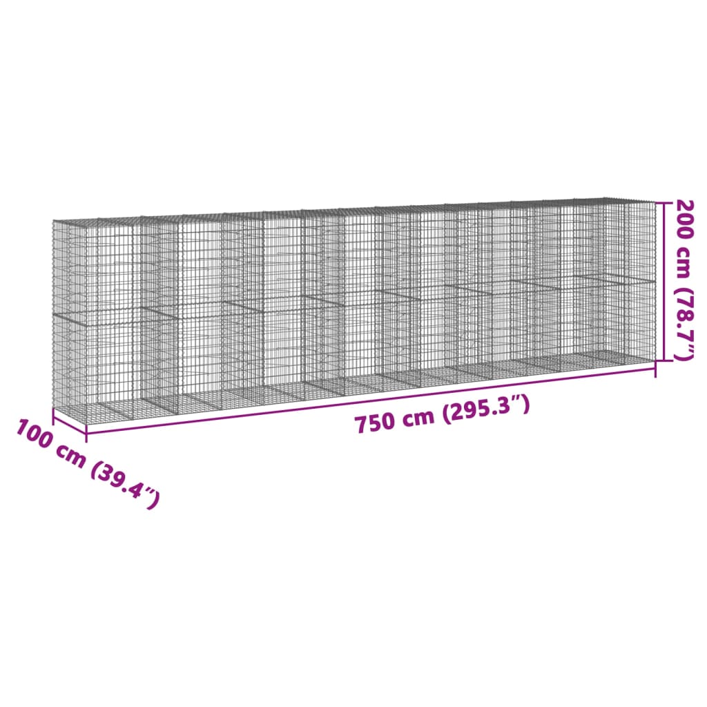 Schanskorf 750x100x200 cm gegalvaniseerd ijzer zilverkleurig - AllerleiShop