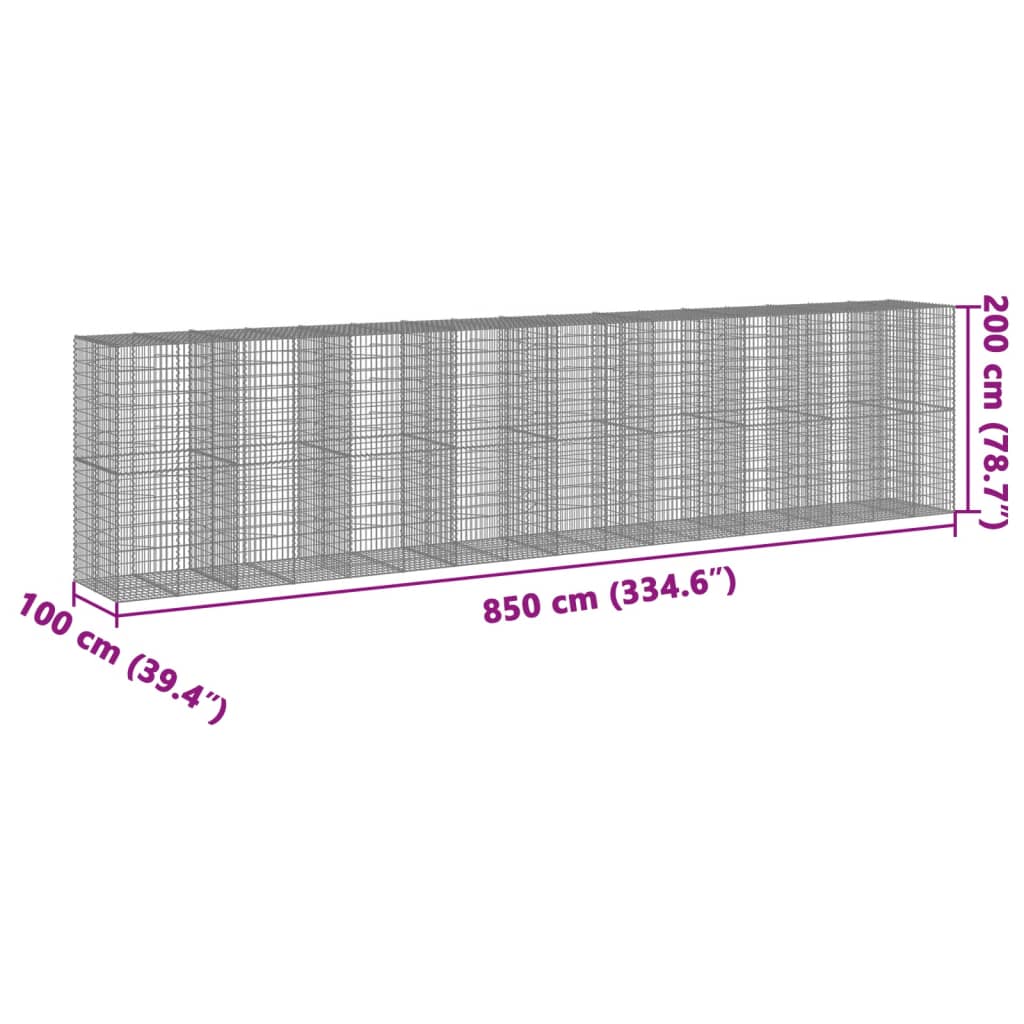 Schanskorf 850x100x200 cm gegalvaniseerd ijzer zilverkleurig - AllerleiShop