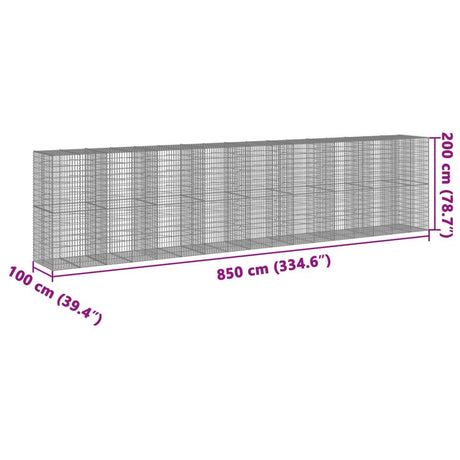 Schanskorf 850x100x200 cm gegalvaniseerd ijzer zilverkleurig - AllerleiShop