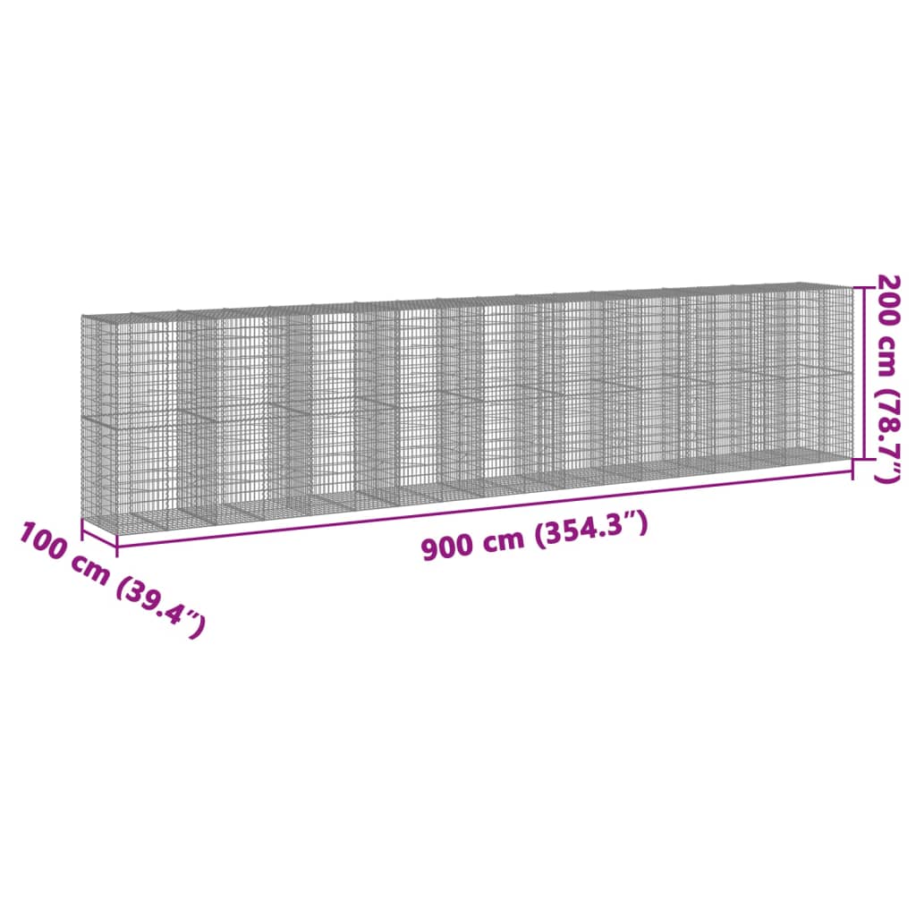 Schanskorf 900x100x200 cm gegalvaniseerd ijzer zilverkleurig - AllerleiShop