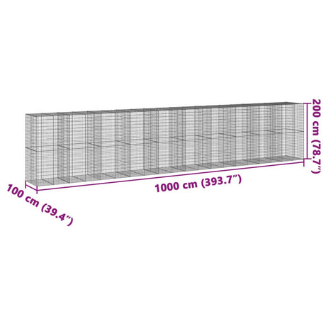 Schanskorf 1000x100x200 cm gegalvaniseerd ijzer zilverkleurig - AllerleiShop