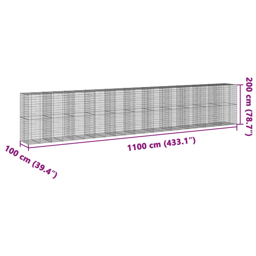 Schanskorf 1100x100x200 cm gegalvaniseerd ijzer zilverkleurig - AllerleiShop