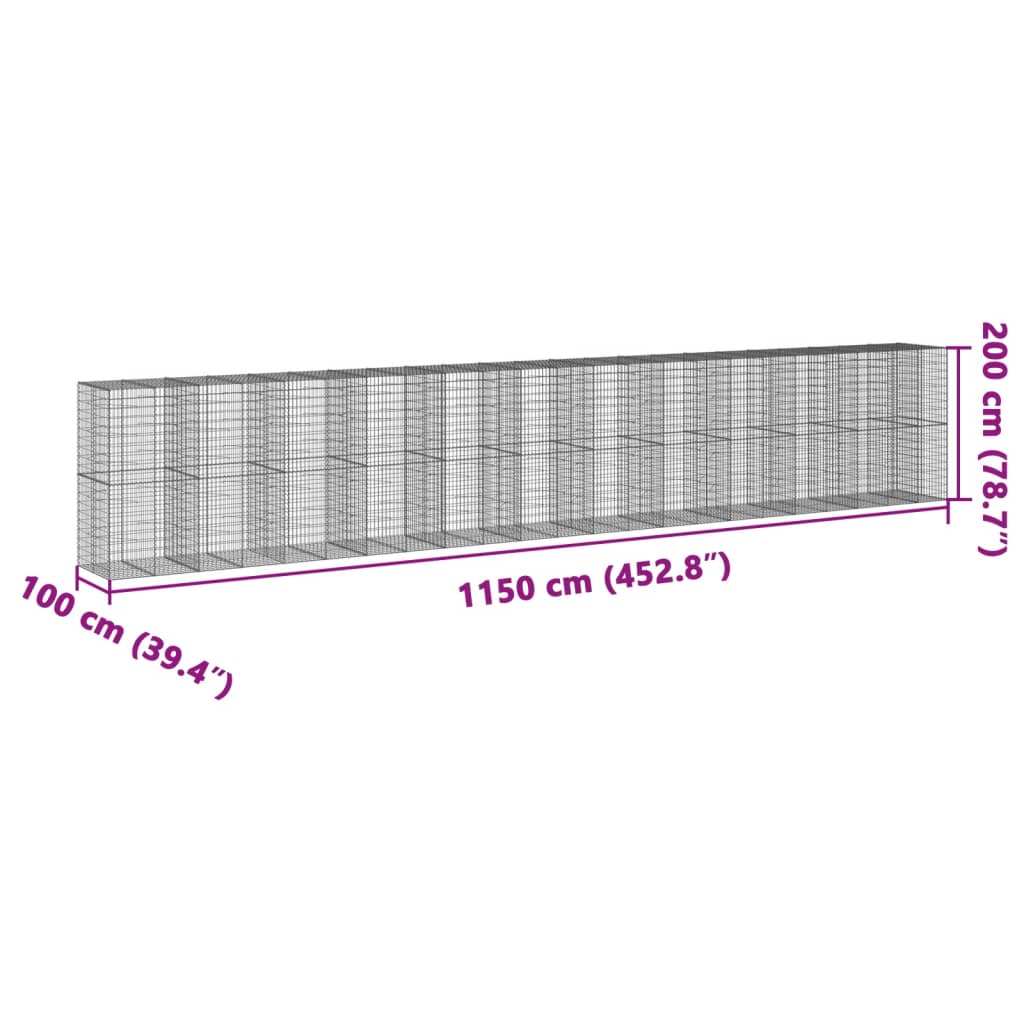 Schanskorf 1150x100x200 cm gegalvaniseerd ijzer zilverkleurig - AllerleiShop