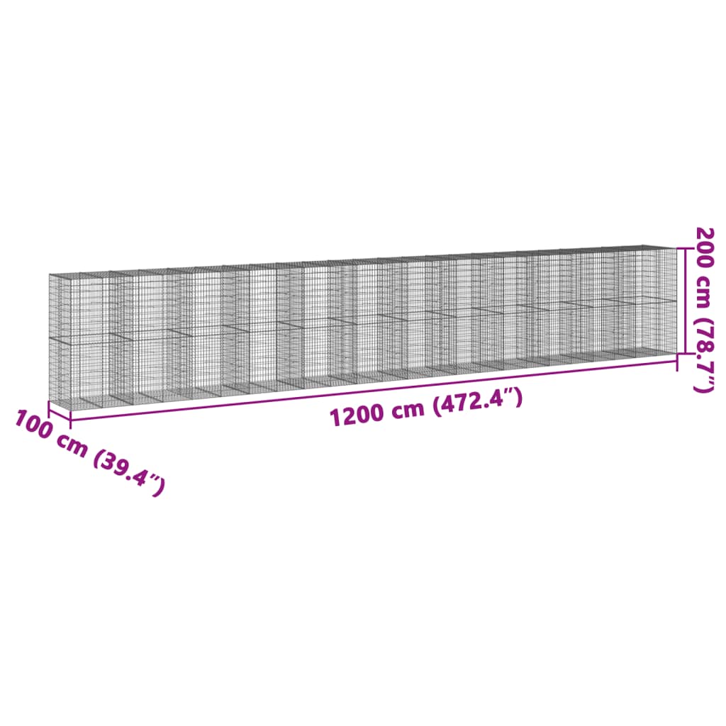 Schanskorf 1200x100x200 cm gegalvaniseerd ijzer zilverkleurig - AllerleiShop