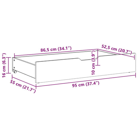 Bedlades 2 st 95x55x16 massief grenenhout wasbruin - AllerleiShop