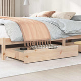 Bedlades 2 st met wieltjes 90x55x16 cm massief grenenhout