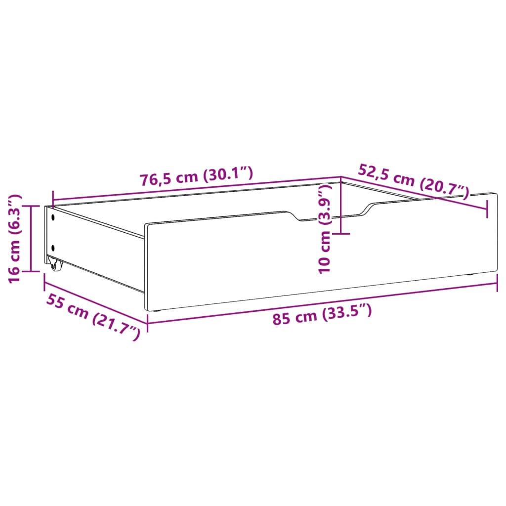 Bedlades 2 st 85x55x16 massief grenenhout wasbruin - AllerleiShop