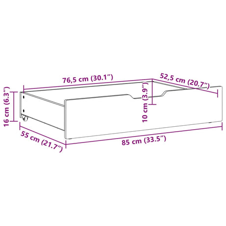 Bedlades 2 st 85x55x16 massief grenenhout wasbruin - AllerleiShop