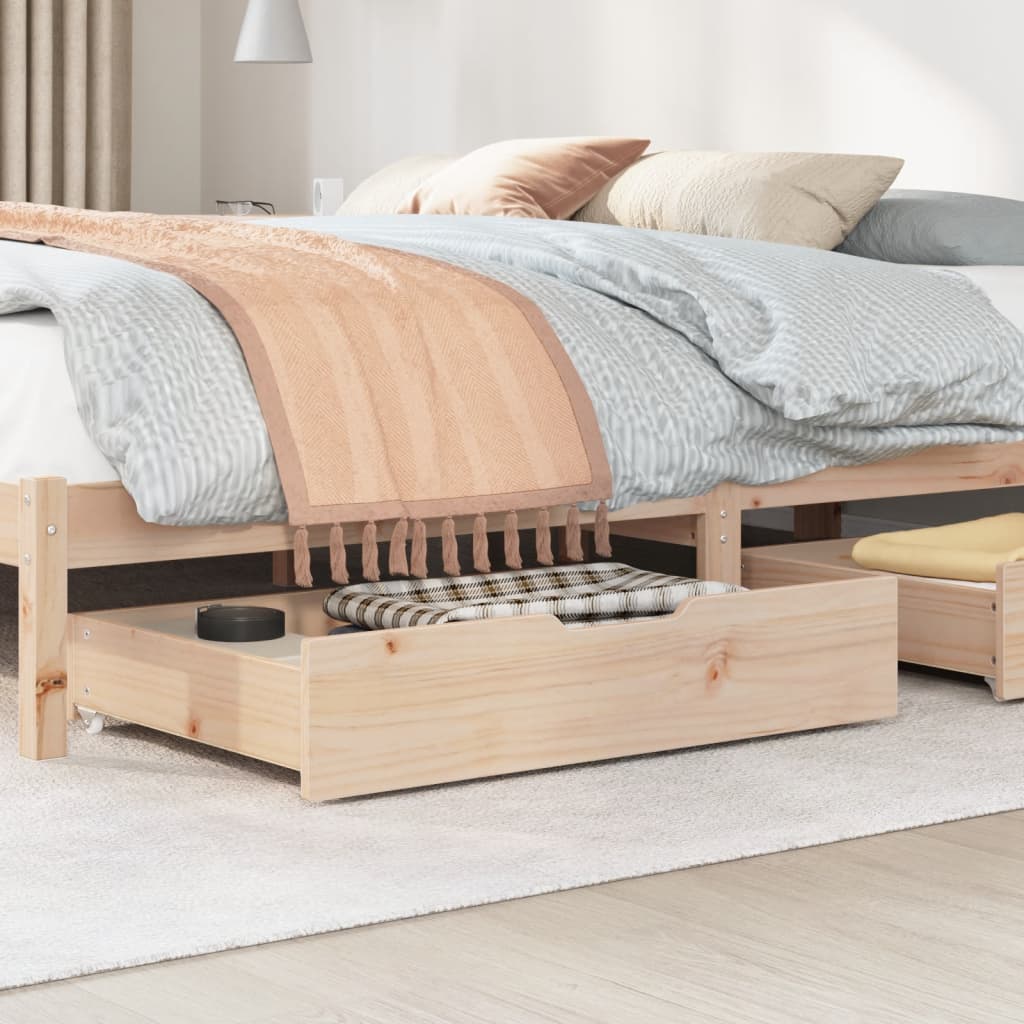 Bedlades 2 st met wieltjes 80x55x16 cm massief grenenhout - AllerleiShop