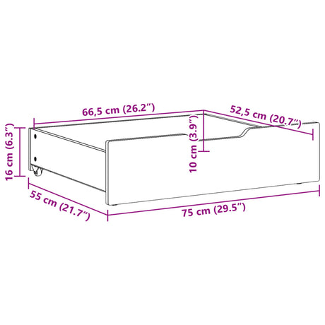 Bedlades 2 st 75x55x16 massief grenenhout wasbruin - AllerleiShop