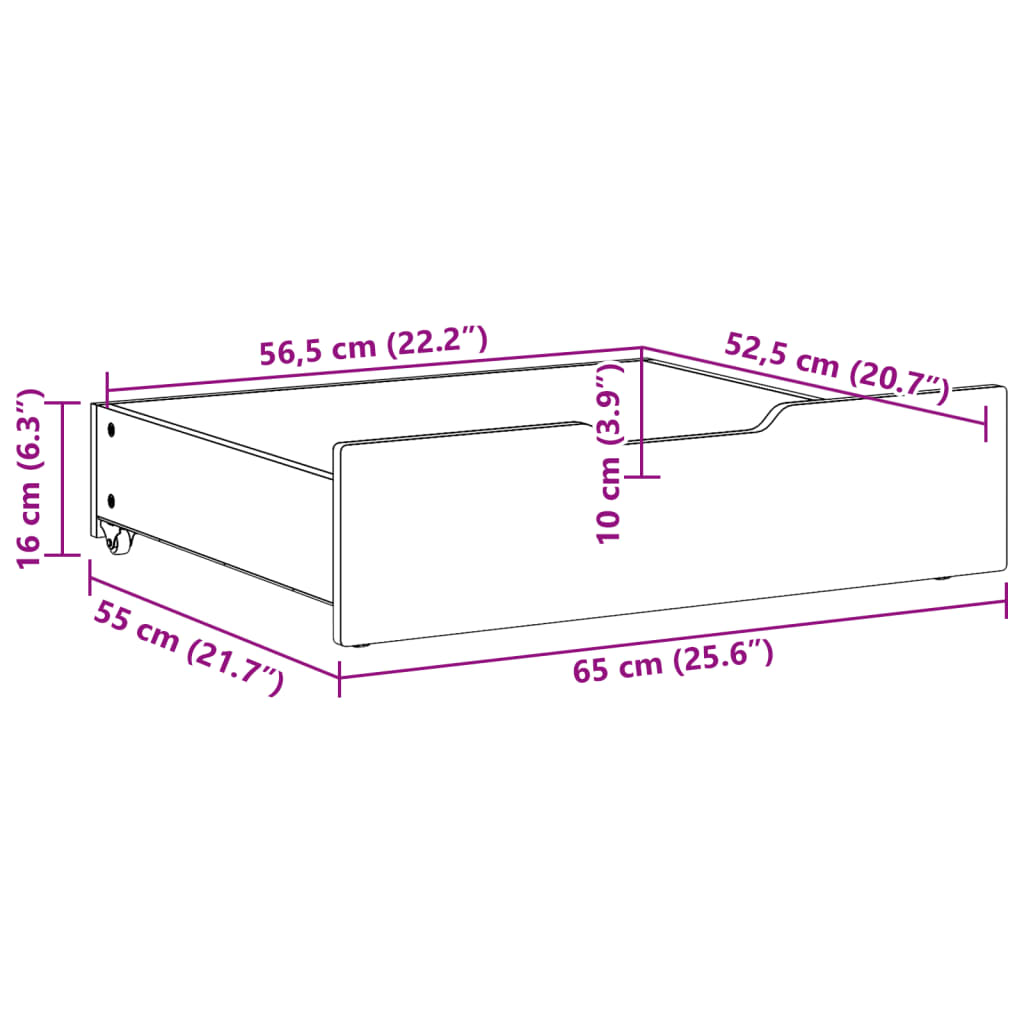 Bedlades 2 st 65x55x16 massief grenenhout wasbruin - AllerleiShop