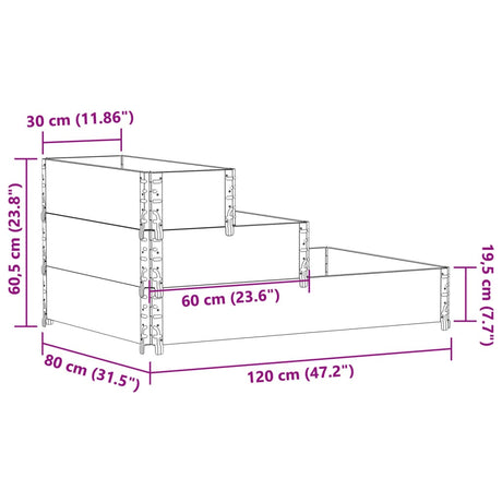 Verhoogde plantenbak 3-laags 120x80 cm massief grenenhout zwart - AllerleiShop