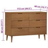 Ladekast MOLDE 113x40x80 cm massief grenenhout bruin - AllerleiShop