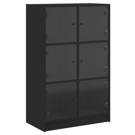 Hoge kast met deuren 68x37x109 cm bewerkt hout zwart - AllerleiShop