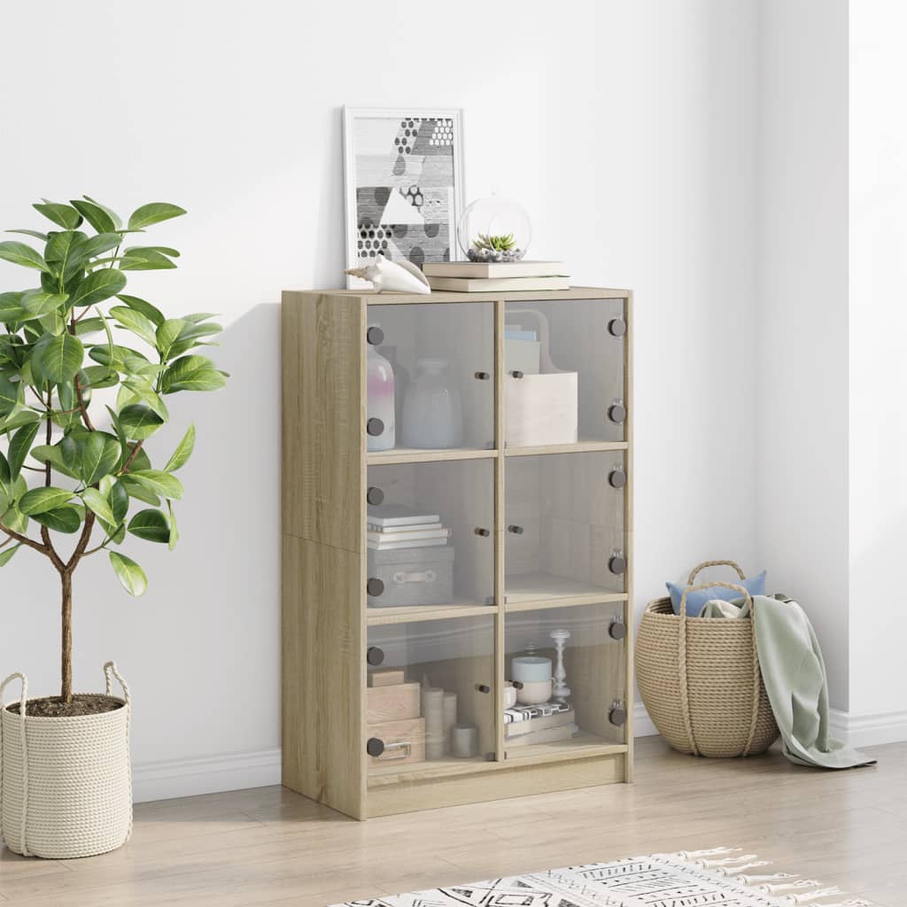 Hoge kast met deuren 68x37x109 cm bewerkt hout sonoma eiken - AllerleiShop