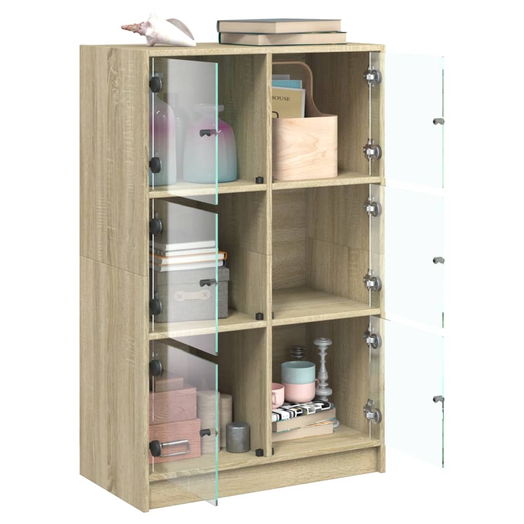 Hoge kast met deuren 68x37x109 cm bewerkt hout sonoma eiken - AllerleiShop