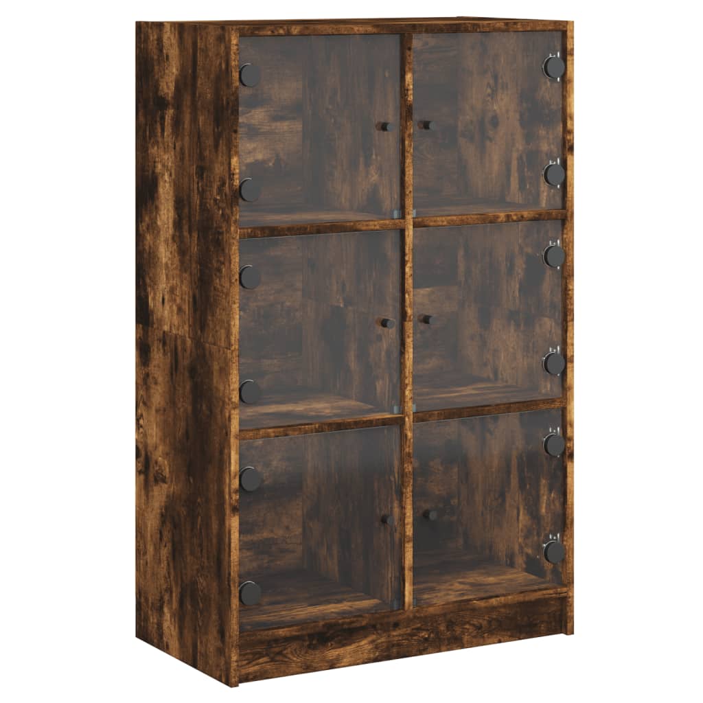 Hoge kast met deuren 68x37x109 cm bewerkt hout gerookt eiken - AllerleiShop